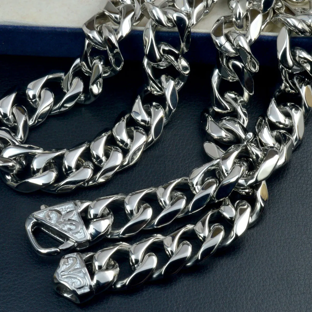 316L Stainless Steel Miami Curb Chains Necklace Chunky  Hip Hop Jewelry for Men Women 13mm 18-32inch Polished Silver
