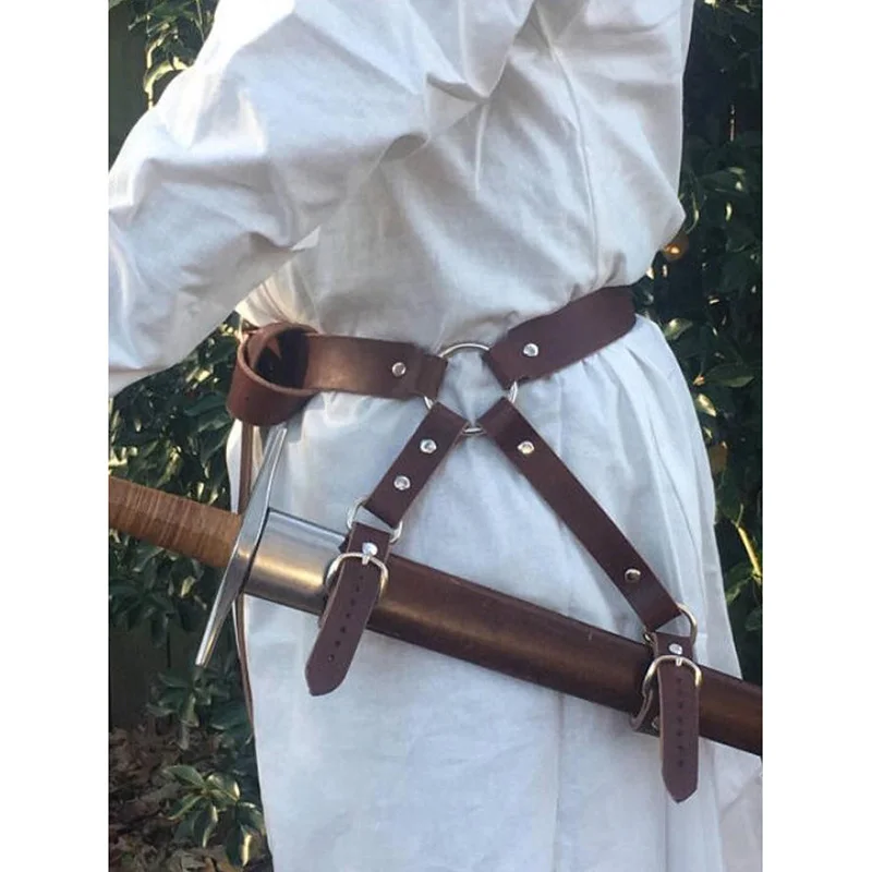 Medieval Viking Pirate Sword Belt Steampunk Waist Sheath Scabbard Holder Leather Harness Strap Rapier Holster SCA Knight Costume