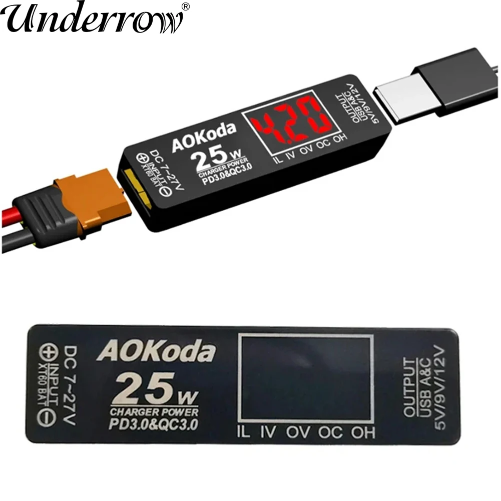 AOKoda XT60 для быстрой зарядки литий-полимерных аккумуляторов PD3.0, защита от перегрузки, защита от короткого замыкания для смартфонов, планшетов, ПК, запчасти «сделай сам»