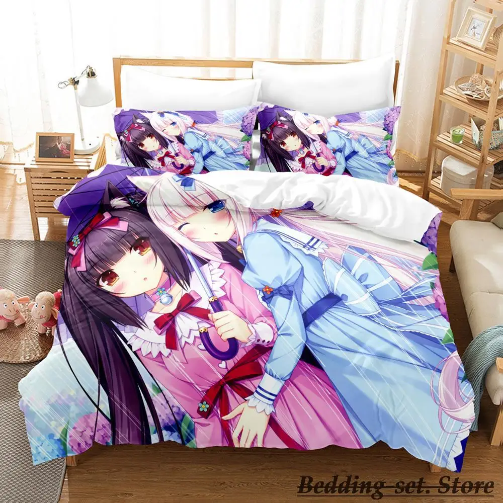 

2023 Nekopara Bedding Set Single Twin Full Queen King Size Bed Set Aldult Kid Bedroom Duvetcover Sets Anime parure de lit Bed