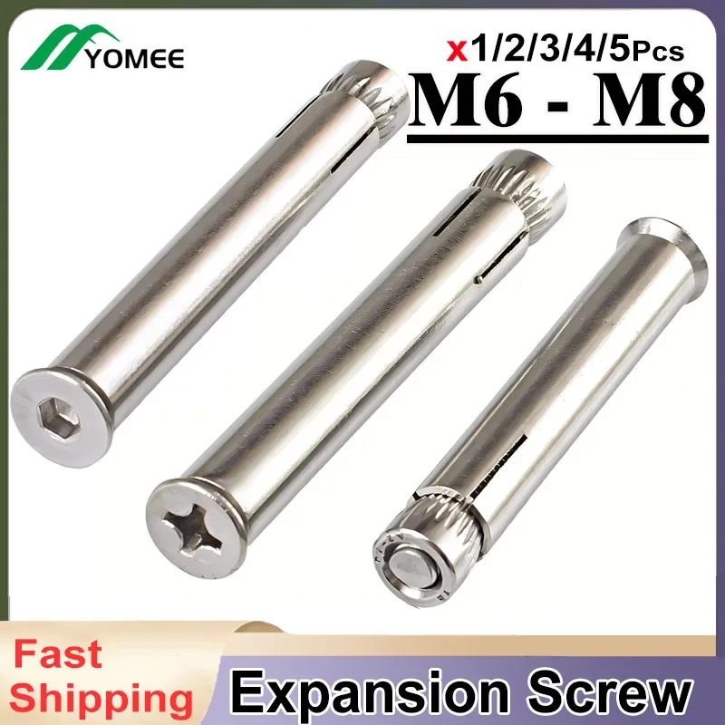 1-5Pcs expansion screw M6 M8 for ground lock of internal expansion bolt deceleration strip of extension cone nut