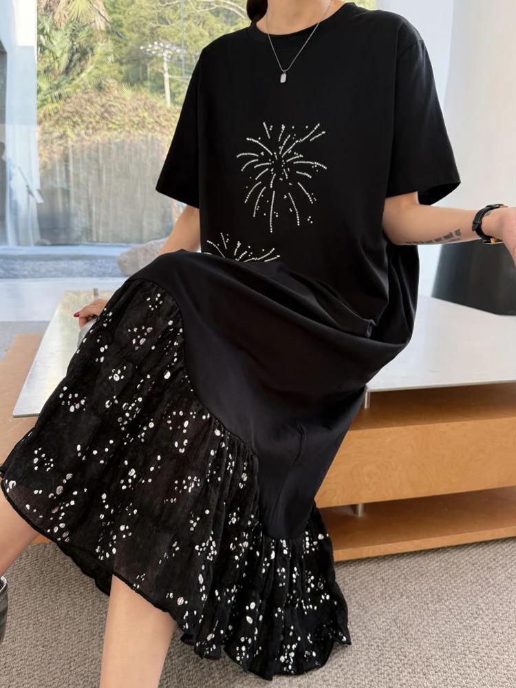 NYFS Vestido largo De talla grande con dobladillo De retazos, Vestido De verano 2021, Vestido holgado De estilo coreano para Mujer, Vestido De Mujer