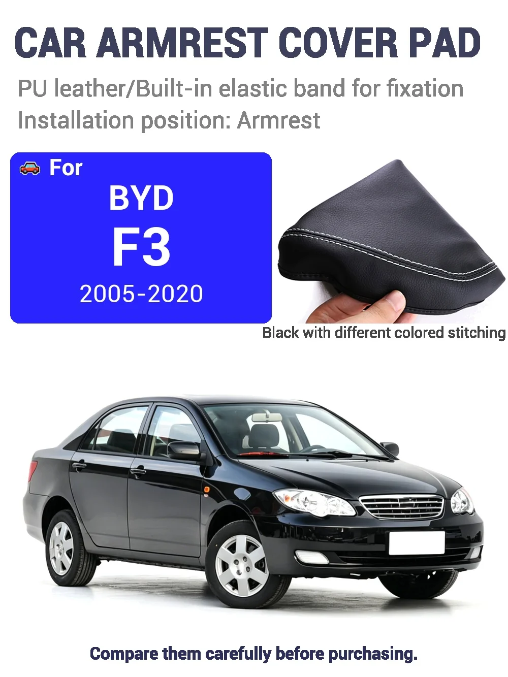 

Car Armrest Cover Pad for BYD F3 2005-2020 High Quality Microfiber Leather Protective Mat Trim Garnish Sleeve Film