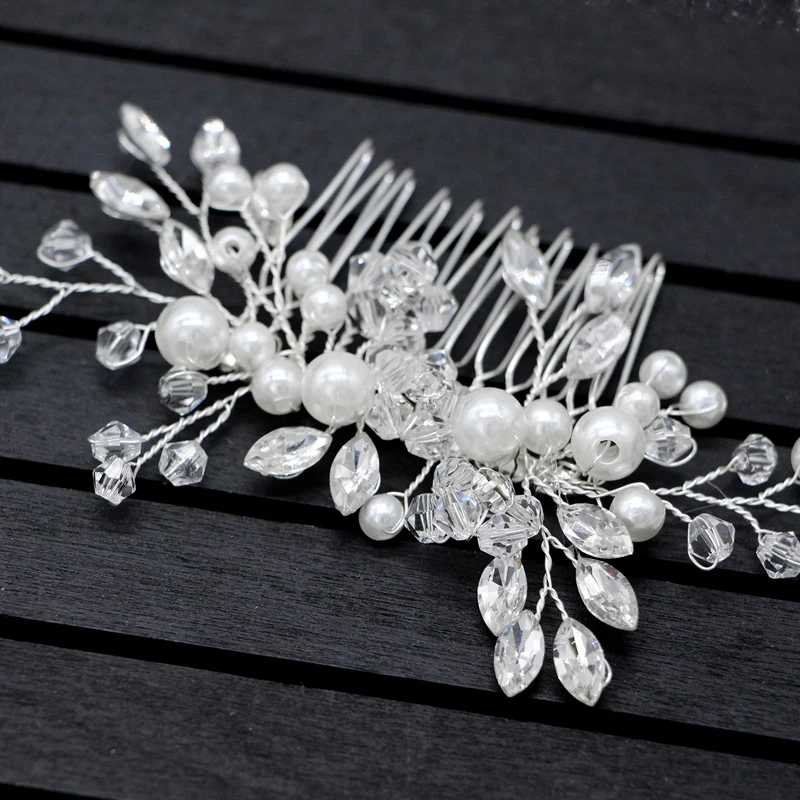 For Women Wedding Hair Combs Hair Accessories Silver Color Pearl Rhinestone Accessories Jewelry Bridal Headpiece Hair Gift