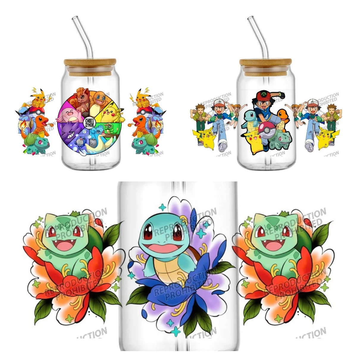 

Новый дизайн, милая обертка для чашек Pokémon UV DTF для 16 унций, водонепроницаемая УФ-переносная наклейка DTF, очки, кружка, сделай сам, наклейка, обертка японского аниме