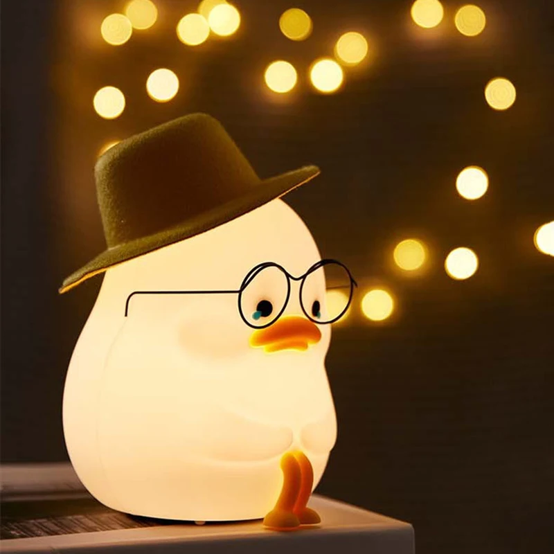 

Cute Duck Led Night Light USB Rechargeable Nightlights Silicone Lamp Touch Switch Children Kid Bedroom Decoration Birthday Gift