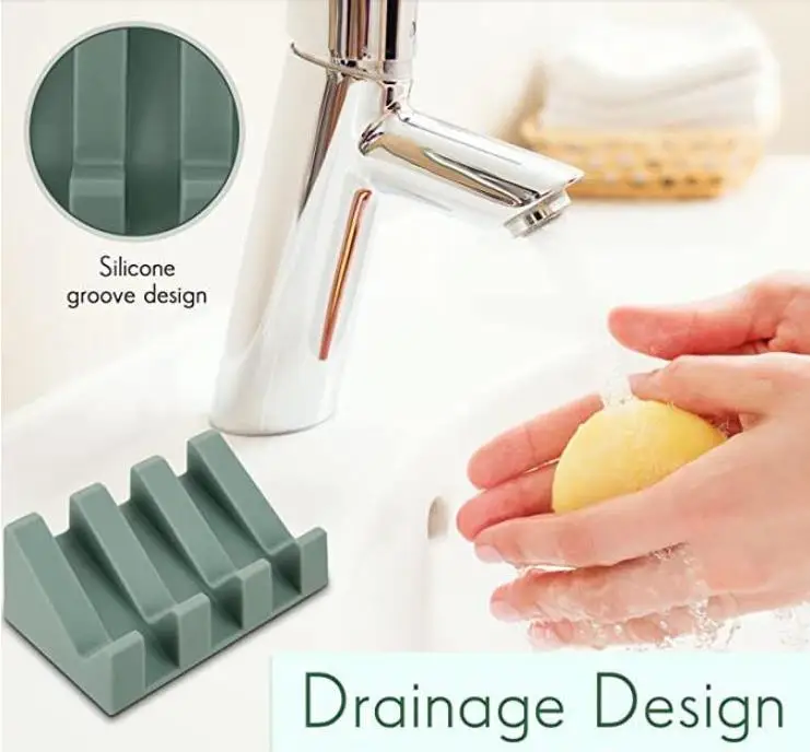 Silicone Soap Dish Self Draining Soaps Holder Shower Waterfall Bar Soap Plate With Drain Kitchen Bathroom Accessories SN4105