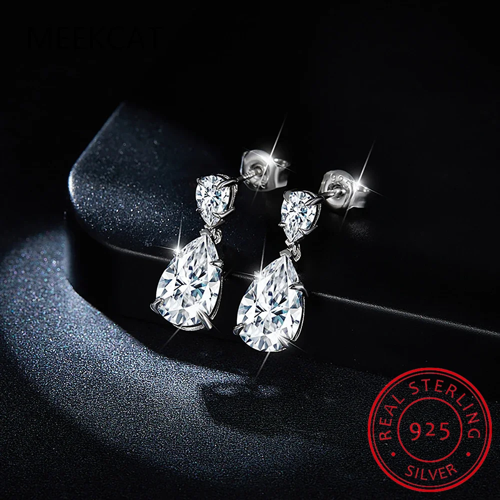 

7cttw Pear Cut 100% D Color Full Moissanite Water Drop Earrings for Women Top Quality 925 Sterling Silver Plated 18k Jewelry