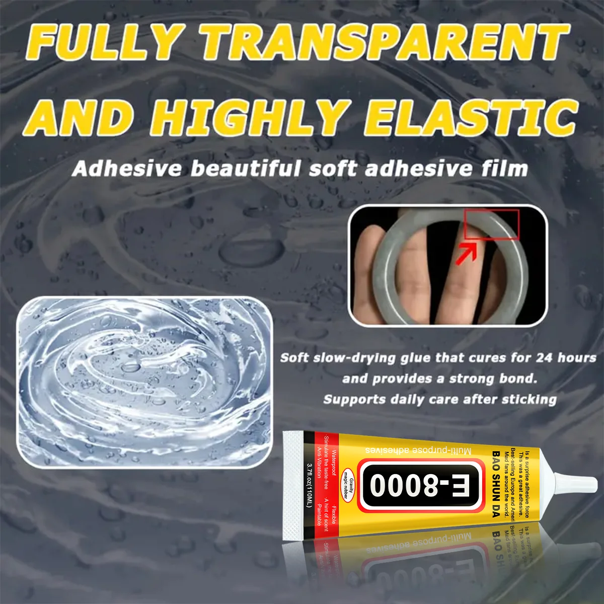 Transparent adhesive for telephone repair, E8000, fabric fabric, Contact, DIY, metal, drink, deformed screen frame sealant, versatile glue with precision applicator, 15ML, 25ML, 50ML, 110ML