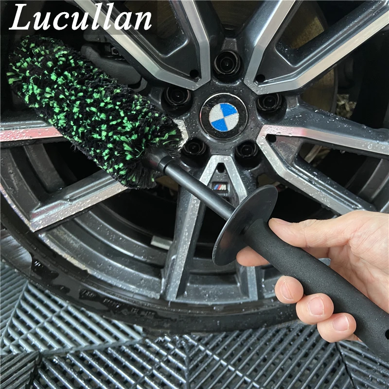 Lucullan Angled Wheel Detailing Brush-For Maximum Deep Cleaning On Rim Chrome Pipes Super Soft Alpaca Fibers