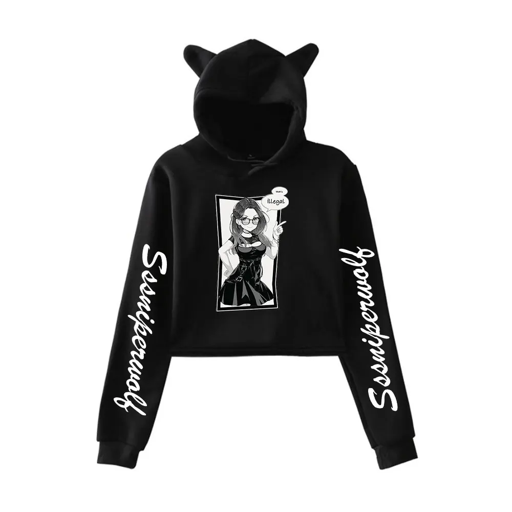 SssniperWolf That's Illegal Hoodie Vintage 90s Streetwear Hoodie Merch Hoodies Fashion Sweatshirts for Girls Cat Ear Crop women