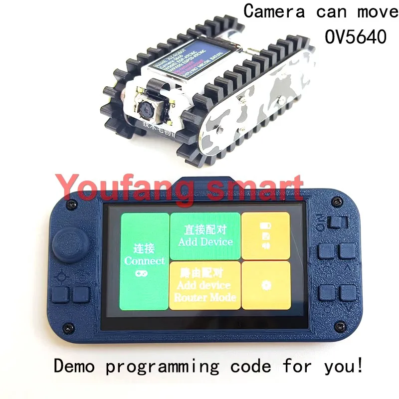 ESP32 S3 Mini Car Metal Tank Chassis Tractor Crawler App/Handle Control Scout Trolley Tank for ESP32 Vscode Programmable Robot