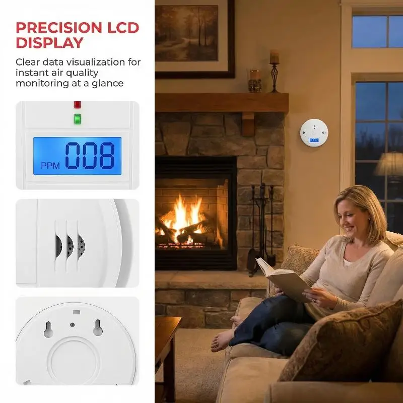 

Co Ppm Detector Warning Siren Alarm Carbon Monoxide Detector Sound With Lcd Indicator Safe Sensor Home Security Protection