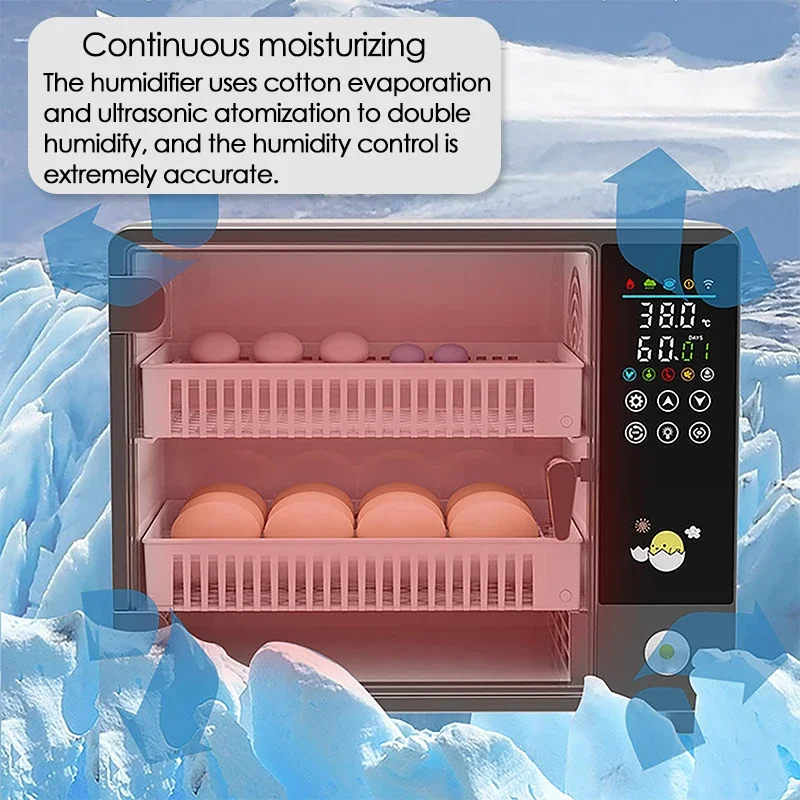 24 Eggs Fully Automatic Turning Hatchery Incubator Touch Temperature Control Egg Brooder Machine for Chicken Duck Quail Birds