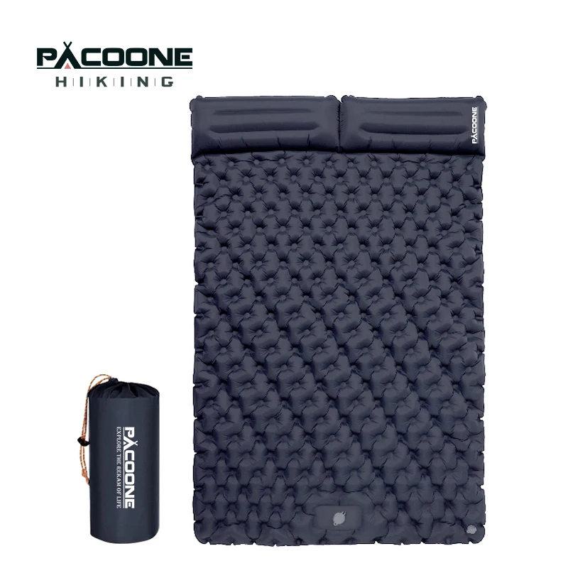 Double Sleeping Pad for Camping Inflatable Mat Sleeping Mattress with Pillow for Hiking Outdoor 2 Persons Travel Bed Air Mat