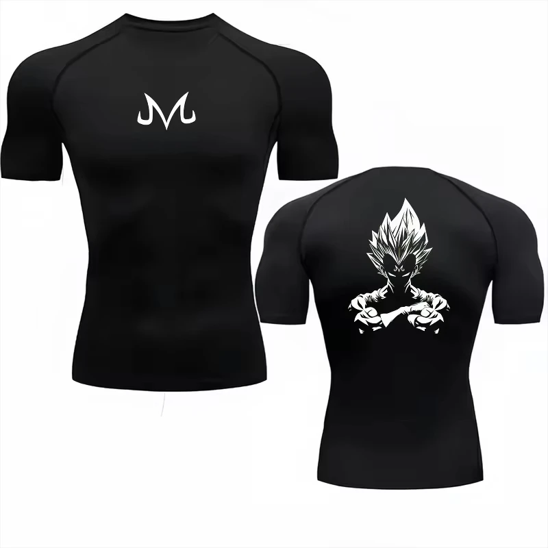 Bandai Herren-T-Shirt, Majin Vegeta, Goku, Kompressions-Fitness-T-Shirt, schnelltrocknend, Sport-T-Shirt, bequem, atmungsaktiv, Streetwear.