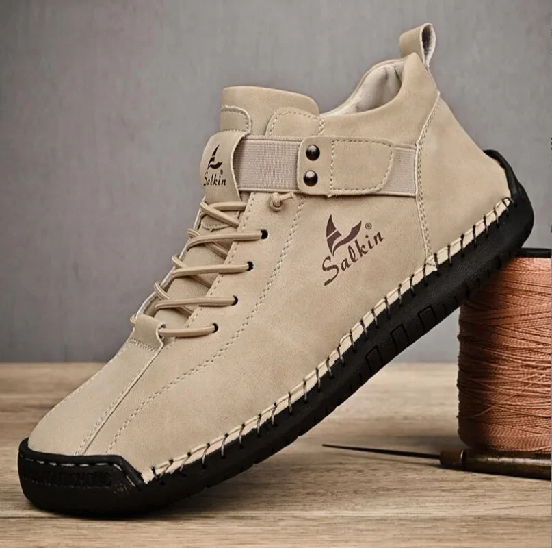جديد 2025 اليدوية الجلود حذاء رجالي غير رسمي تصميم أحذية رياضية رجل تنفس أحذية من الجلد الرجال حذاء من الجلد في الهواء الطلق