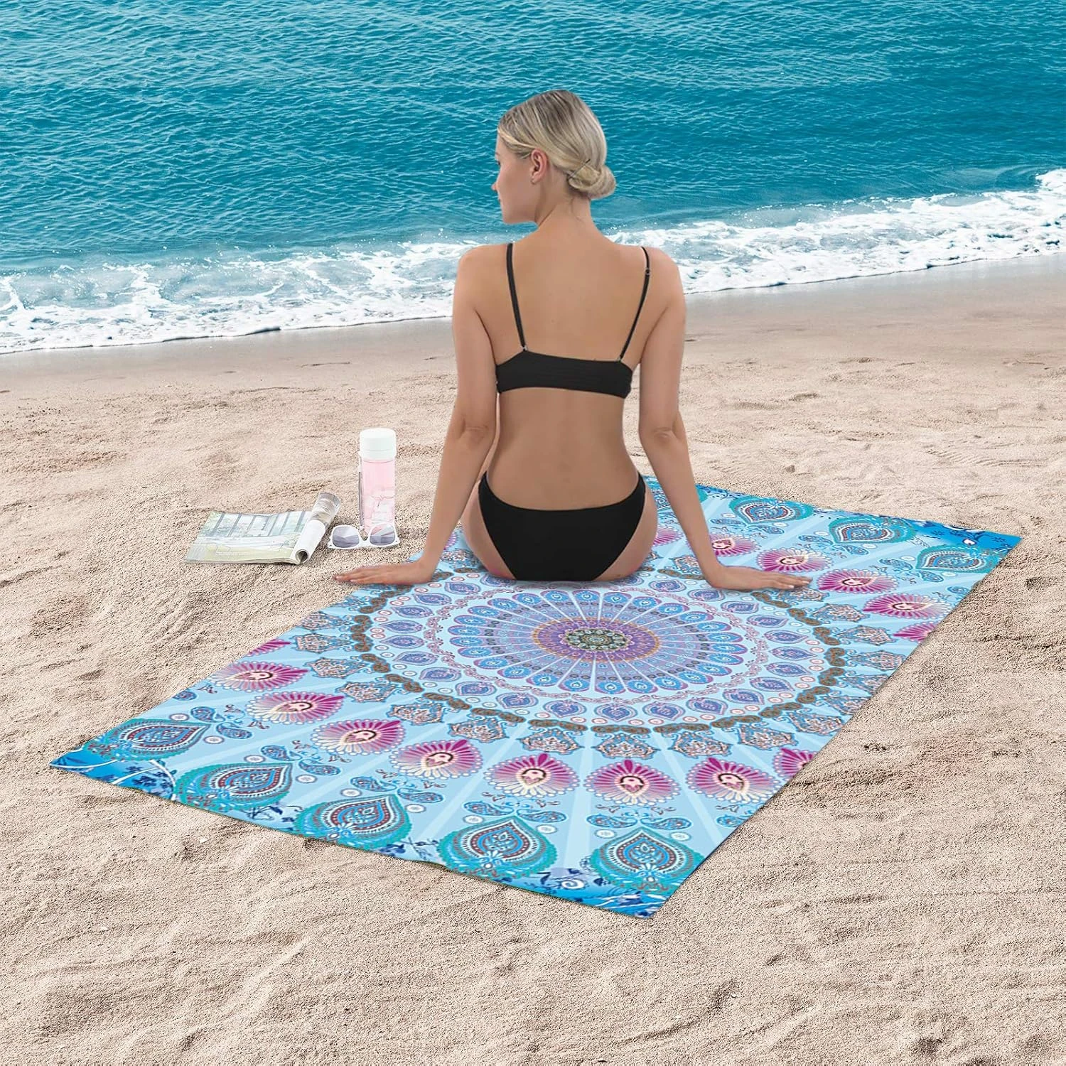 VIKAMA Mandala Bohemian Flannel Blanket Yoga Meditation Blanket Beach Sand Towel Pool Leisure Cover Blanket