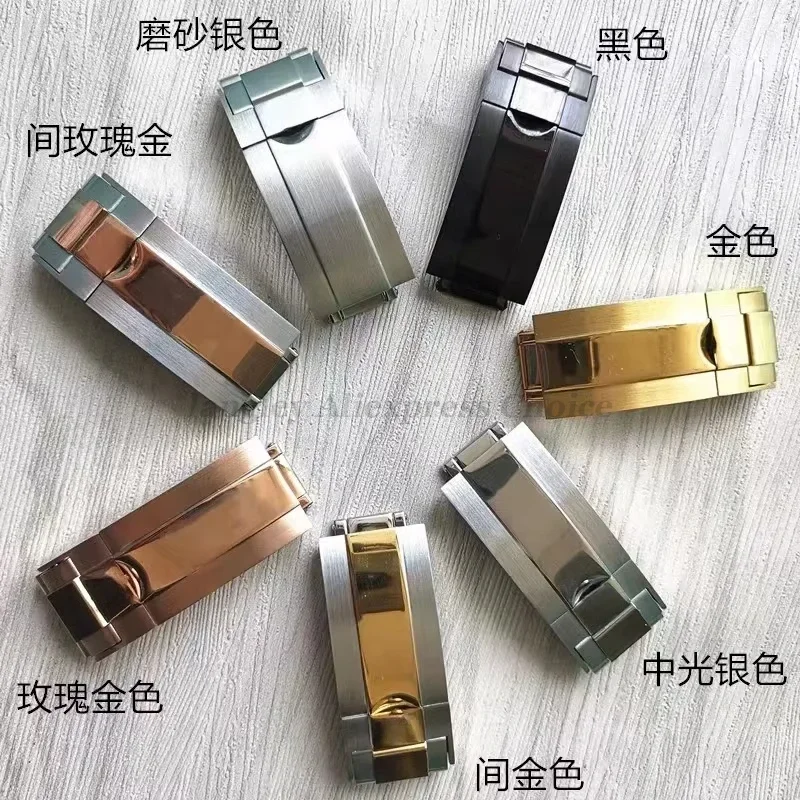 9x9 مللي متر 9x16 مللي متر حزام (استيك) ساعة المشبك ل رولكس دايتونا الغواصة GMT يخت ماستر الفولاذ المقاوم للصدأ قابل للتعديل زر معدني مشبك ساعة