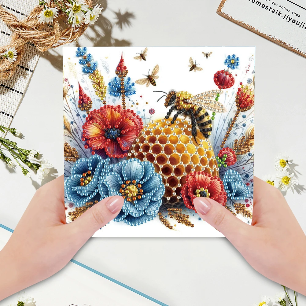 6 قطع من بطاقات بريدية فسيفساء فنية ماسية من حجر الراين DIY مصنوعة يدويًا لعيد الميلاد وأعياد الميلاد وعيد الشكر والعطلات