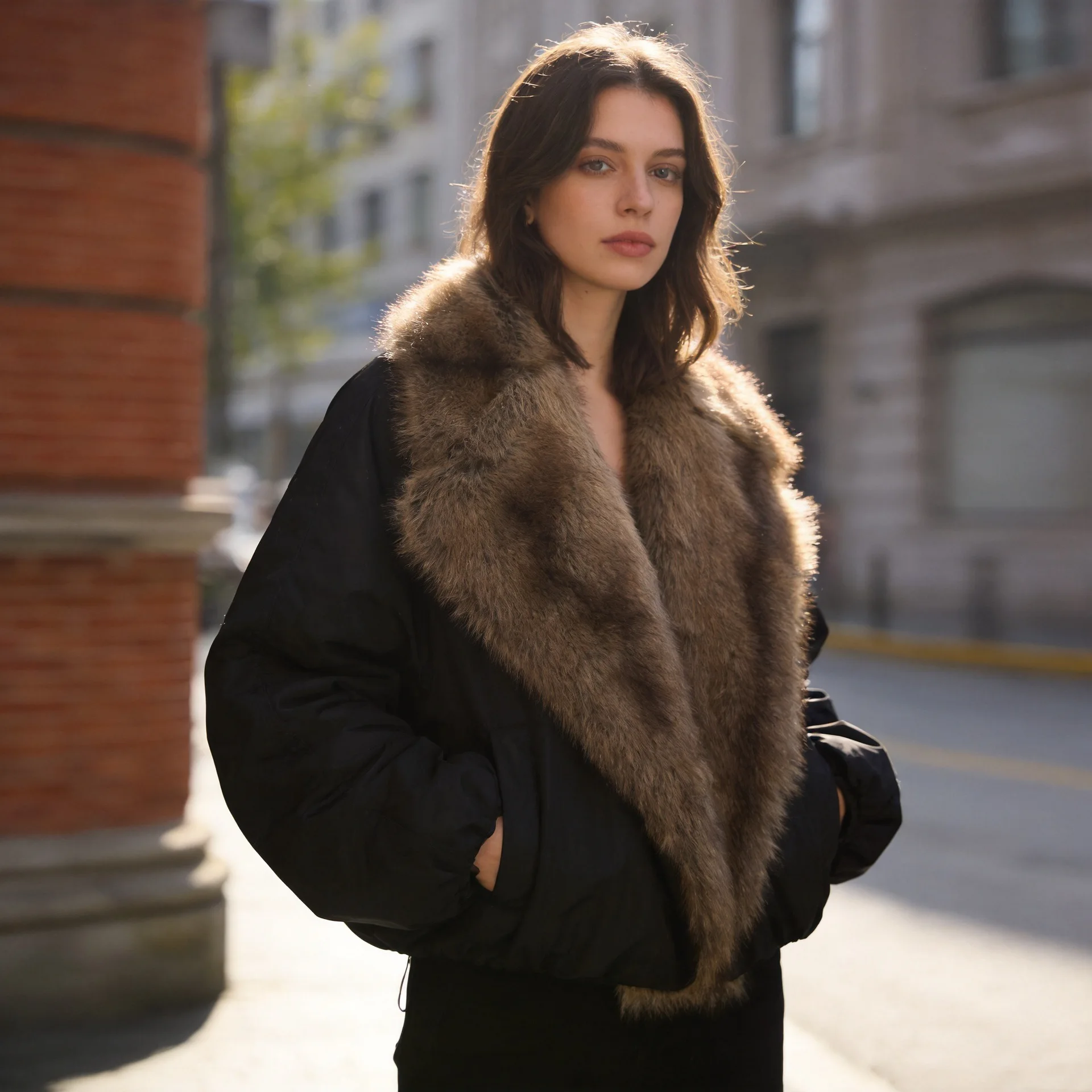 Neo Mint Trendy 2026 Fur Collar Bomber Jacket Women Winter Warm Padded Coat Parkas Luxury Brand Quilted Puffer Jackets Overcoats