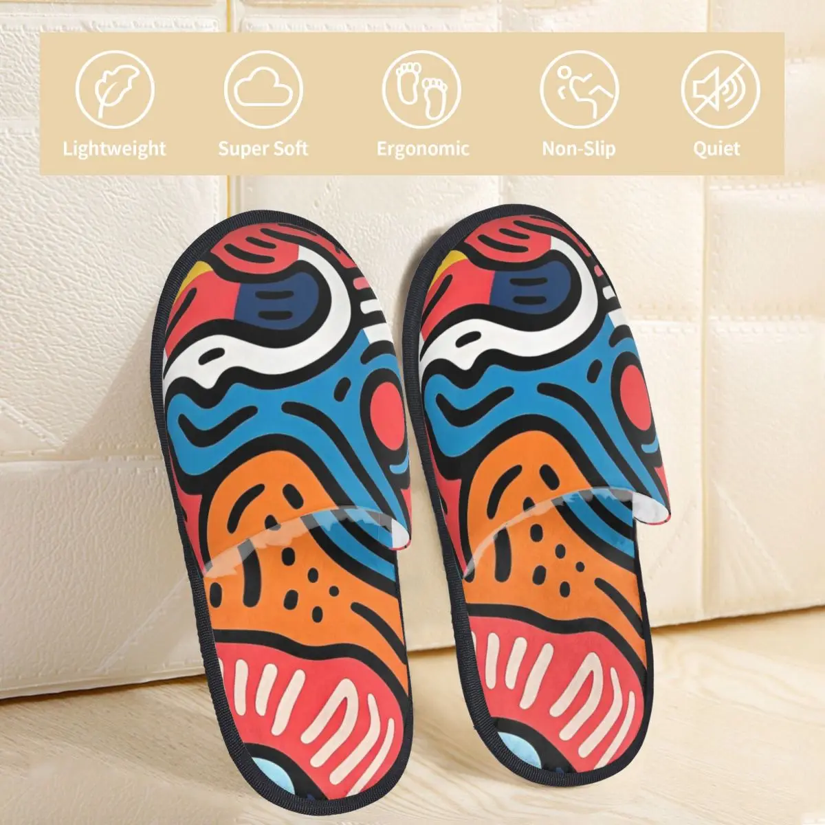 Winter House Slippers Comic Elements Seamless Pattern Merch Household Fur Slippers Slides Living Room Soft Non Slip Slides