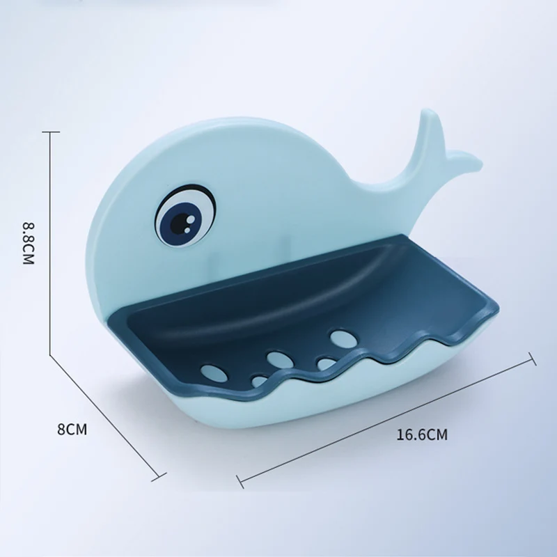 Kids Soap Dish for Bathroom Shower Portable Whale Soap Holder for Children Plastic Sponge Tray Kitchen Bathroom Accessories