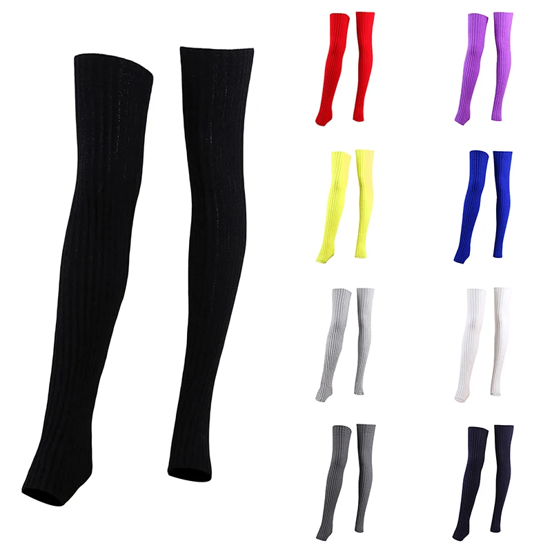 Combhasaki Women's Y2K Vintage Ribbed Knit Leg Warmers Thigh High Socks Boot Cuffs Toeless Workout Socks for Party Dance Sports