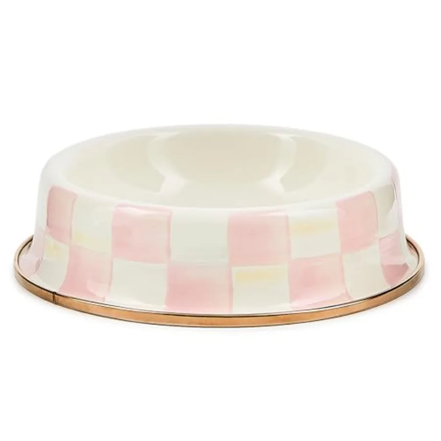 

Enamel Pet Bowl, Cute Cat and Dog Bowl for Food and Water, , Pink-and-White