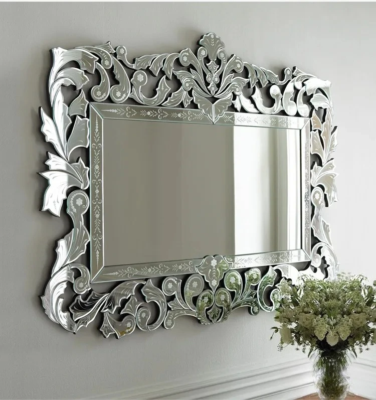 carved decoration entrance bathroom mirror neoclassical postmodern
