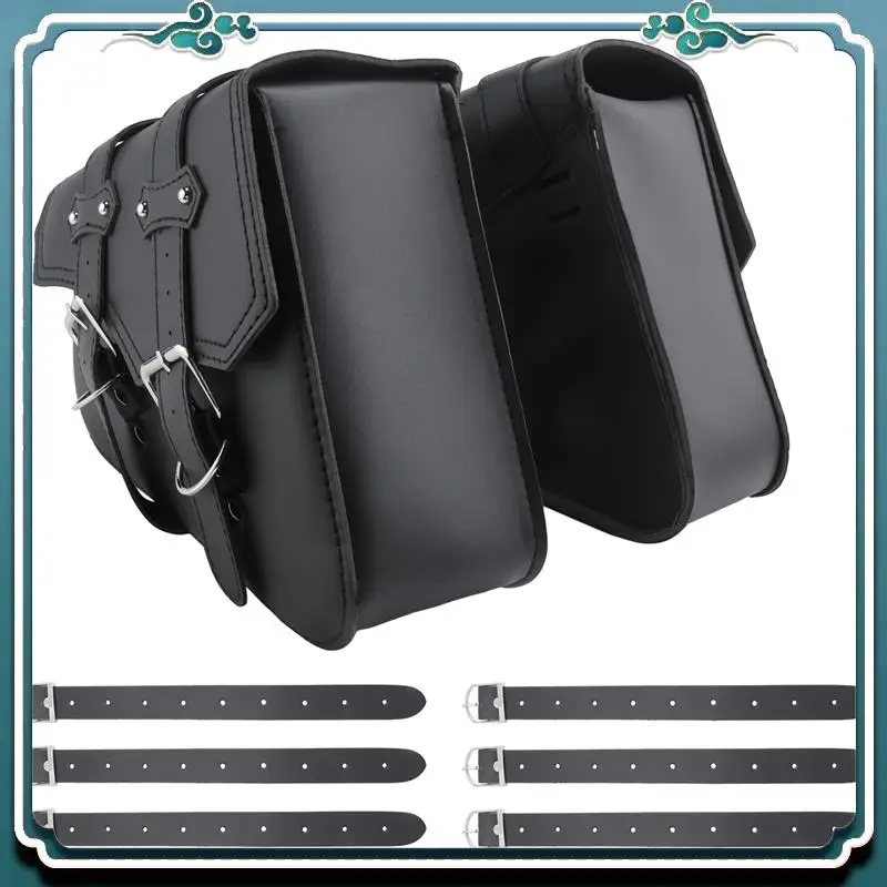 

ABTU-2Pcs Universal Motorcycle Bags PU Leather Saddle Bag For Sportster XL883 XL1200 Cruiser Side Storage Tool Pouche
