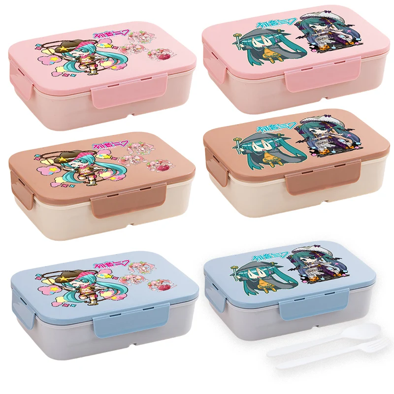 

Hatsune Miku Lunch Box for Office Workers Includes Utensils Portable Leakproof Microwae Food Containers Cartoon Picnic Fresh Box