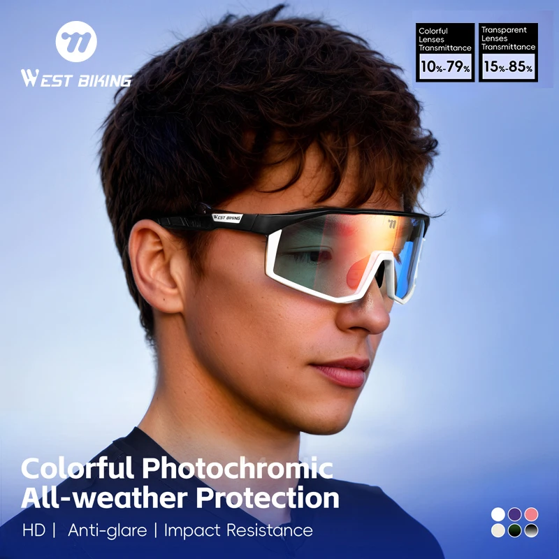 

WEST BIKING Trendy Photochromic Sunglasses Muticolor Men Women's Cycling Goggles Outdoor Sports Glasses With Sunglasses Case
