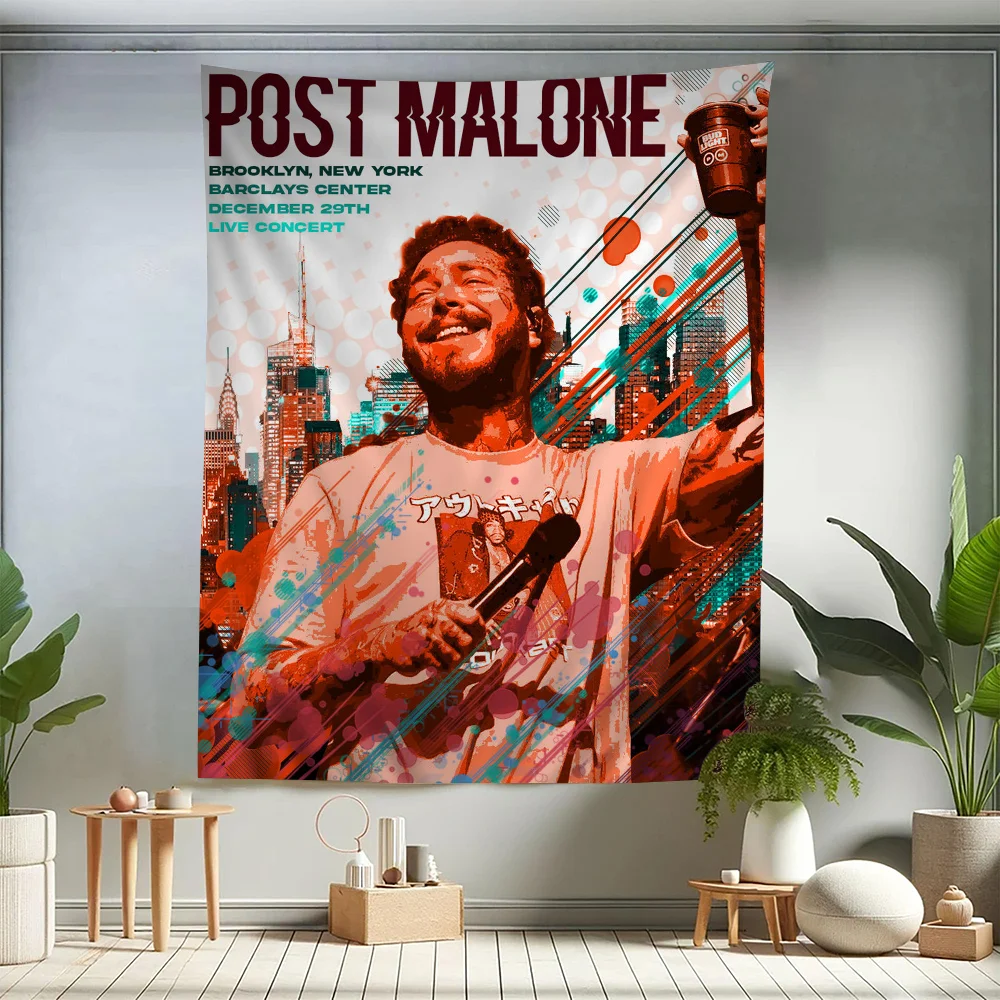 American Singer Star Rapper Post Malone Cartoon Tapestry Wall Hanging Decoration Household Home Decor