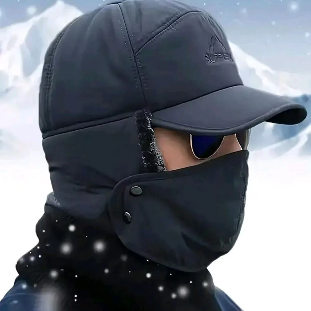2Pcs Warm Thickened Cold-Proof Hat Winter Outdoor Cycling Warm Face Mask Ski Windproof Face Mask Warm Headgear S003750