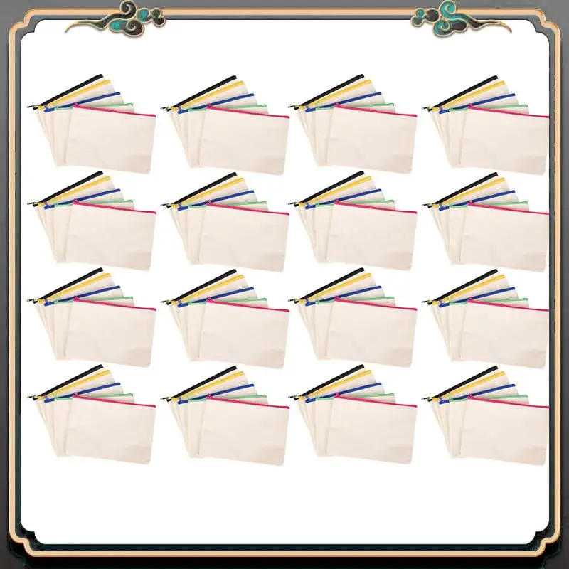 

Reliable-80Pcs Canvas Cosmetic Bag Canvas Zipper Bag Pencil Case DIY Travel Handmade Bag DIY Craft School Multicolor Zipper