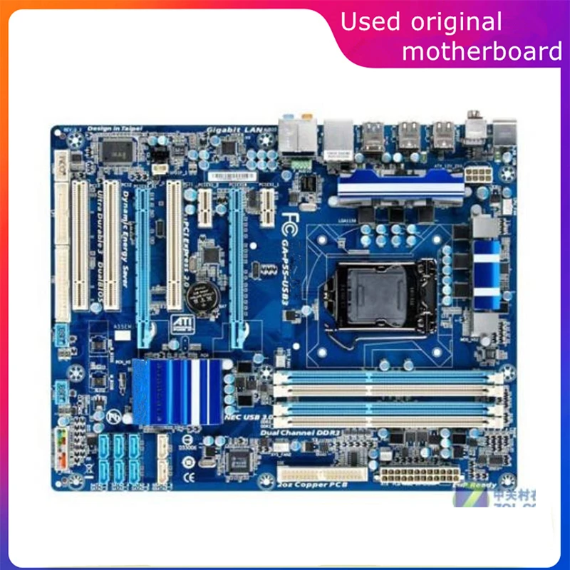 

Used LGA 1156 For Intel P55 GA-P55-USB3 P55-USB3 Computer USB2.0 SATA2 Motherboard DDR3 16G Desktop Mainboard