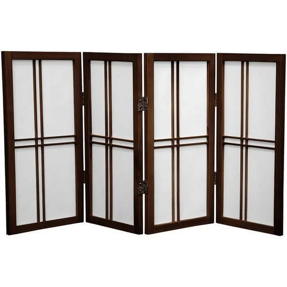 

Walnut Partition Screen, Room Separator, 3 Panel, 2 Ft, Tall Desktop, Double Cross Shoji Screen, Home Decor, Free Shipping