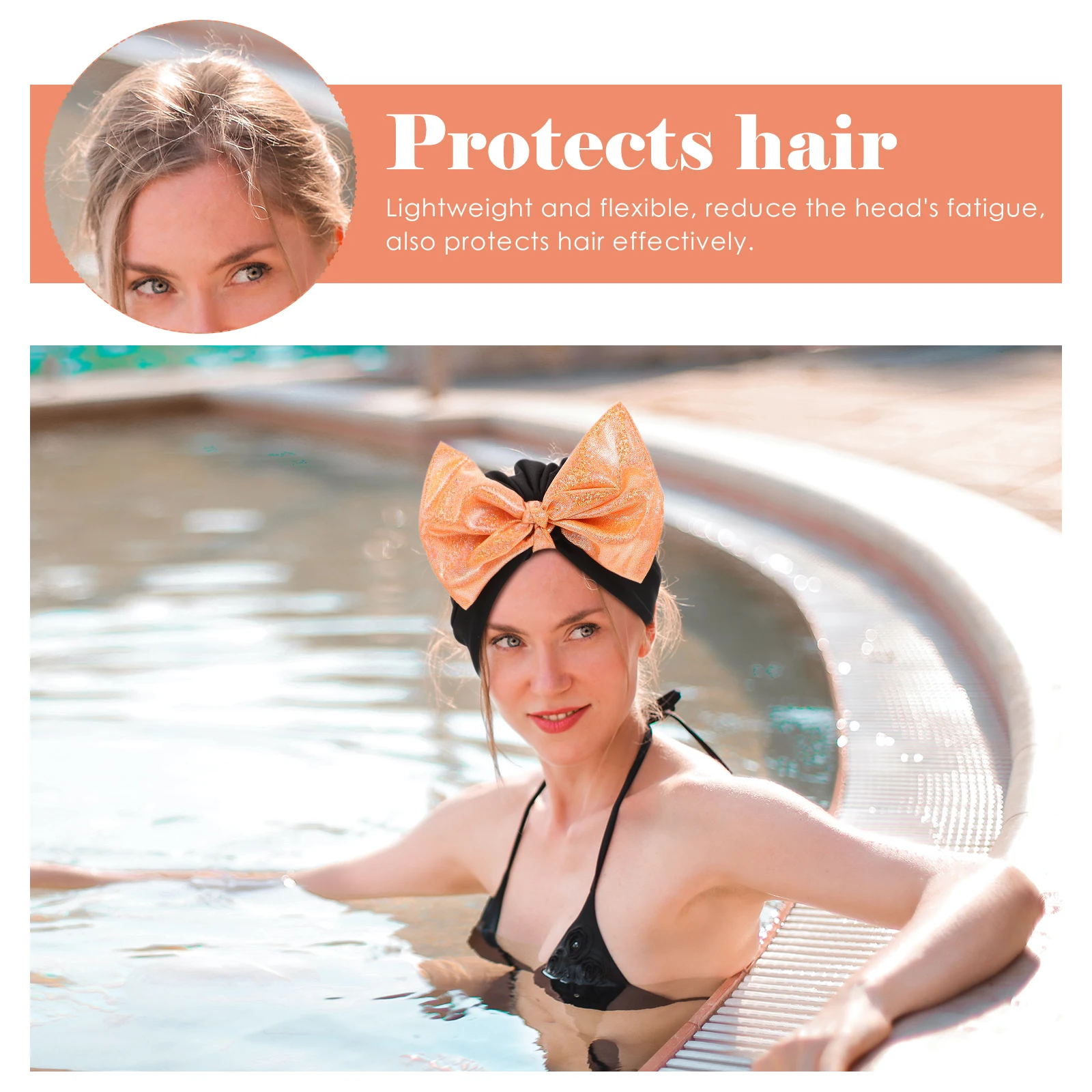 

Long-haired Swimming Caps for Women Elastic Beach Hats Adult Swim Hat Decorative Lightweight Durable Nylon Hair Protection