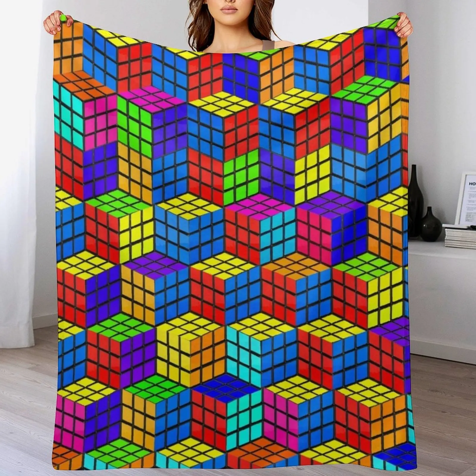 

rubik's illusion Throw Blanket Custom Luxury Brand Blankets