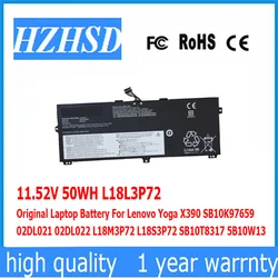 11.52V 50WH L18L3P72 Original Laptop Battery For Lenovo Yoga X390 SB10K97659 02DL021 02DL022 L18M3P72 L18S3P72 SB10T8317 5B10W13