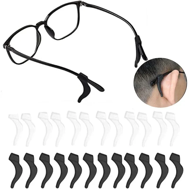 5-20 pairs Silicone Anti-slip Ear Hook Glasses Leg Ear Sleeve Bracket Fastener Clear Eyeglasses Accessories Grip Anti-fall Holde