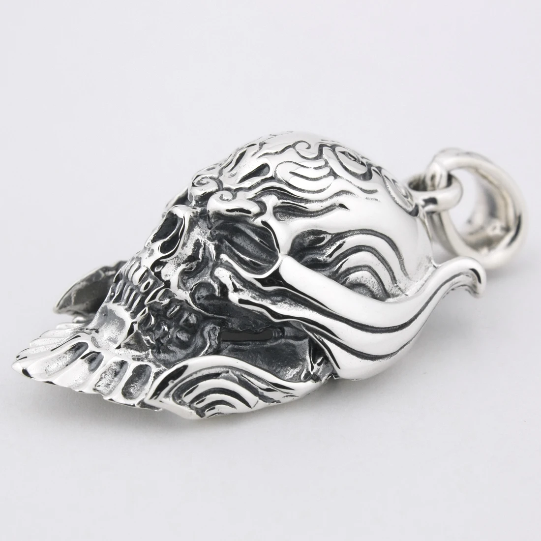 Big king Vampire Demon Skull 925 Sterling Silver Pendant 8Q001