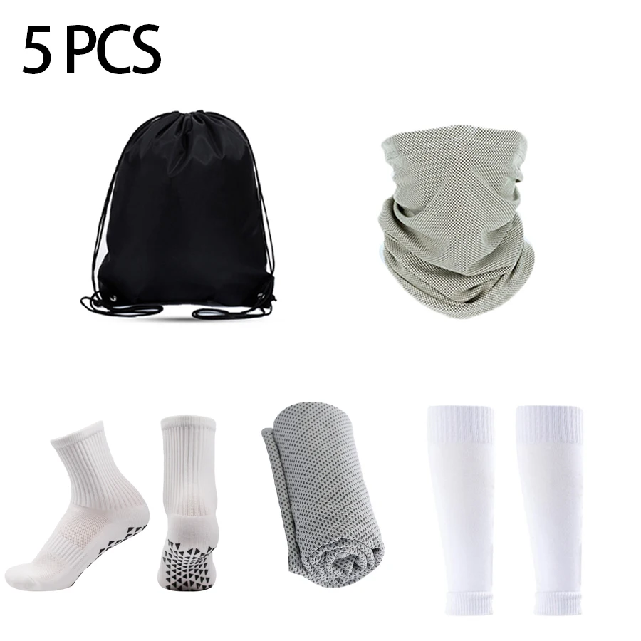 

5PCS Set Waterproof Bag Men Football Socks Leg Protectors Cycling Face Cover Mask Ice Silk Cold Feeling Towel