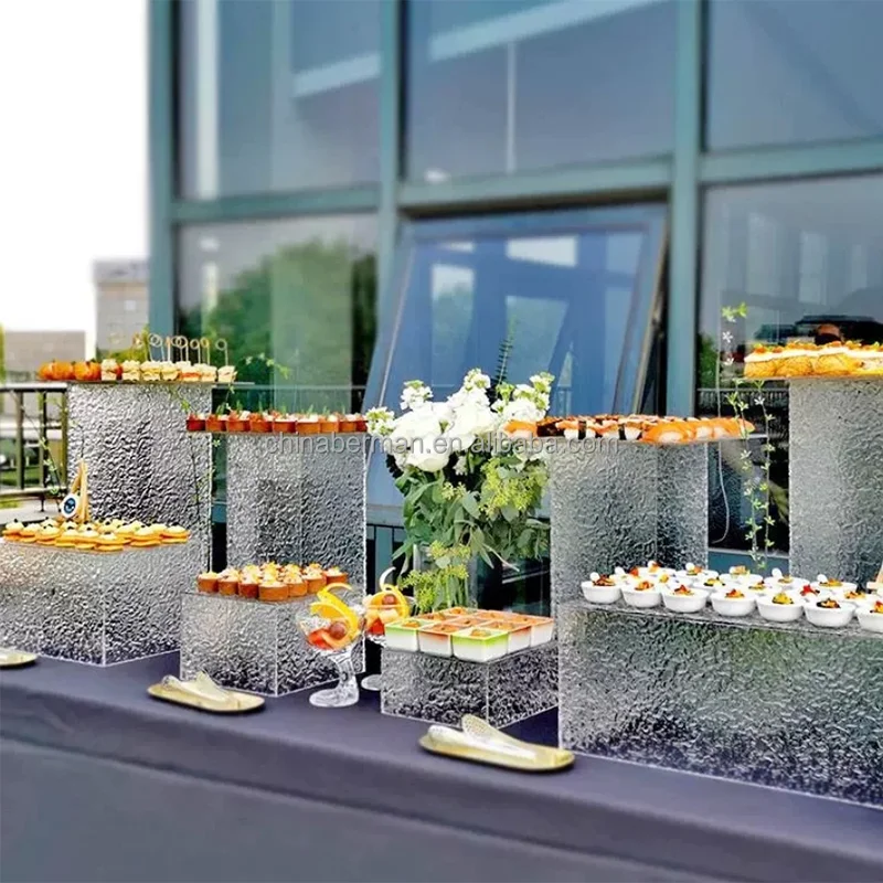 

Decoration for Wedding Event 7 Pcs Acrylic Buffet Riser Set Wedding Display Stand Cake Box