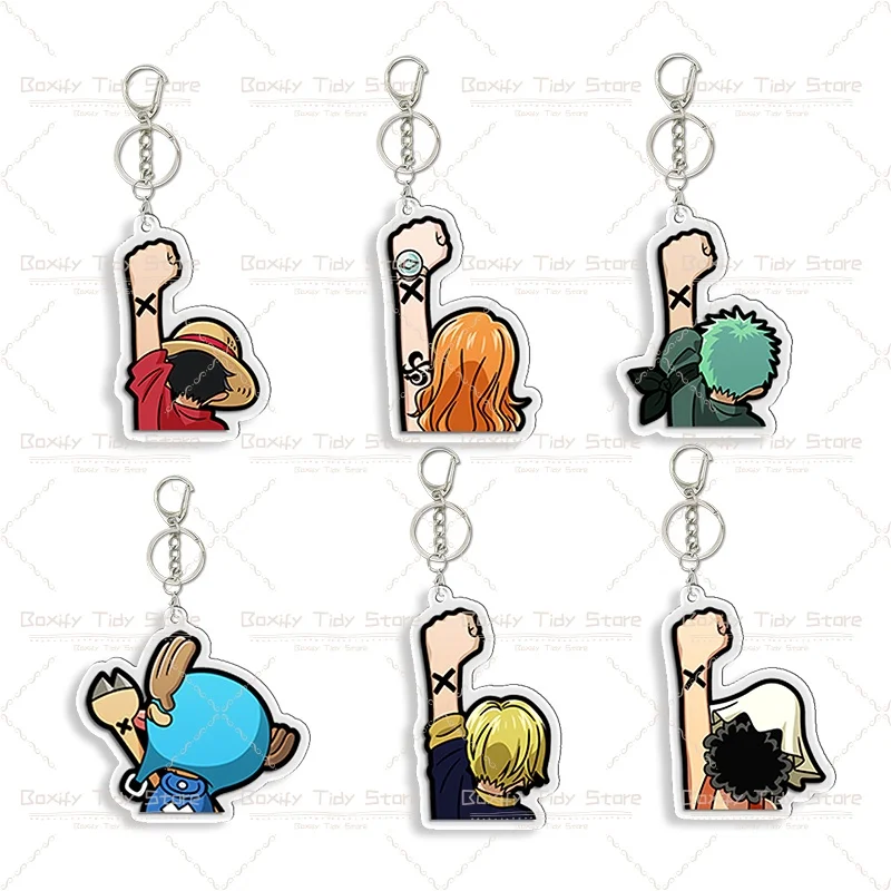 Funny One Piece Expression Acrylic Keychain Luffy Star Eyes Zoro Bubble Nami Robin Sanji Keyring Bag Charm Anime Fans Gift view 2