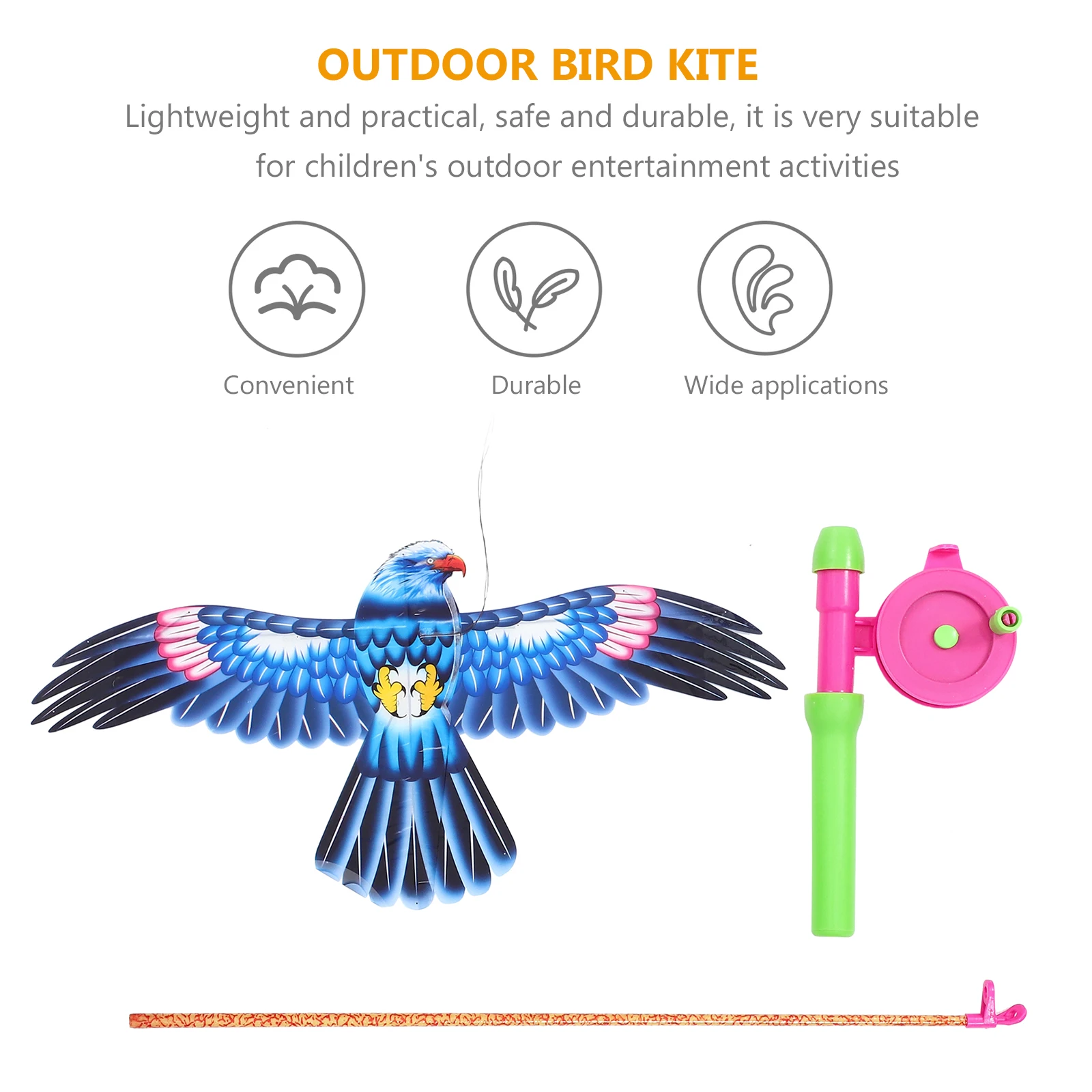 Fishing Rod Kite Lightweight Easy to Fly Outdoor Toy Kids Activities Portable Fun Vivid Eagle Design Plastic Material