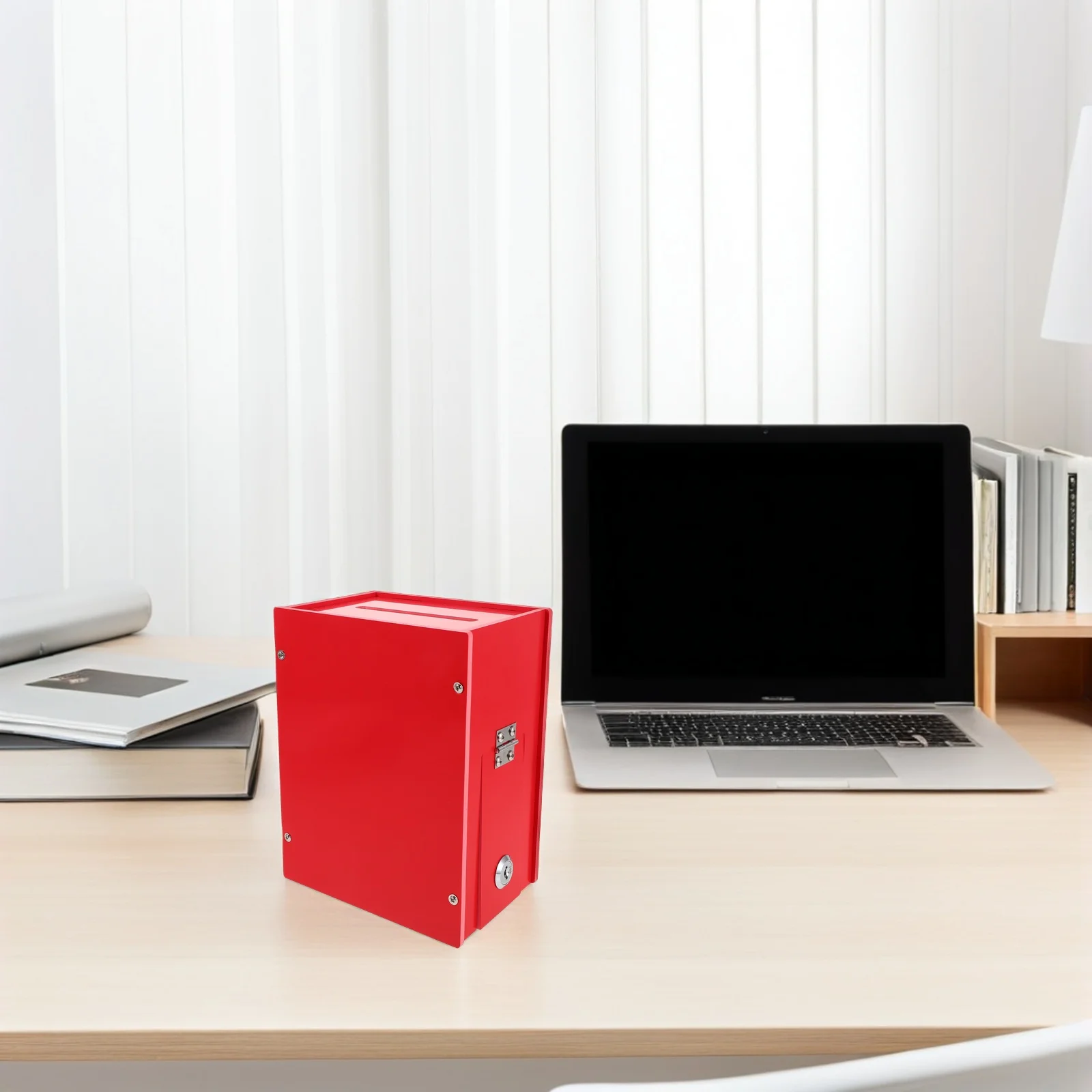 PVC Donation Box with Lock Red Suggestion Box for Fundraising Voting Office Church School Multiple Usage