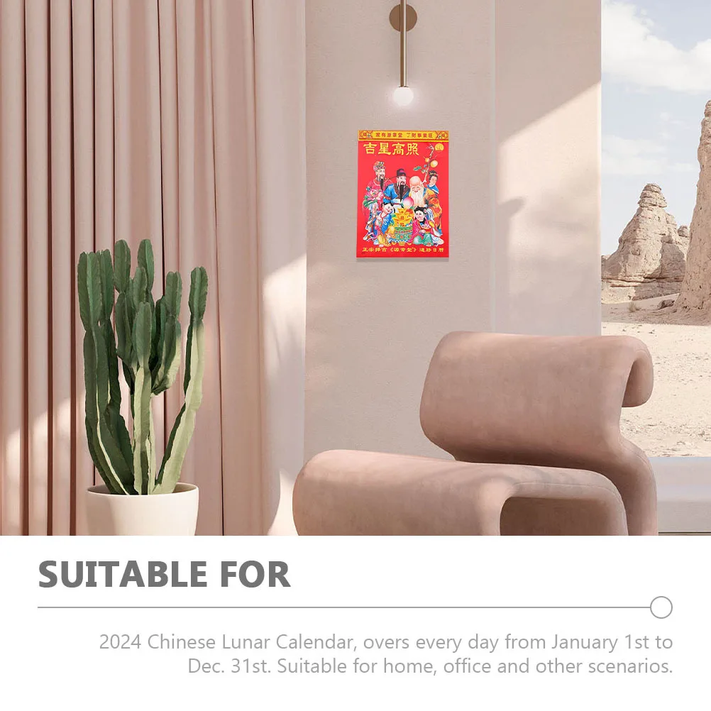 

2024 Dragon Year Lunar Calendar Hanging Wall Tearable Traditional Chinese Moon Calendar Home Office Decor Wall Lunar Calendars