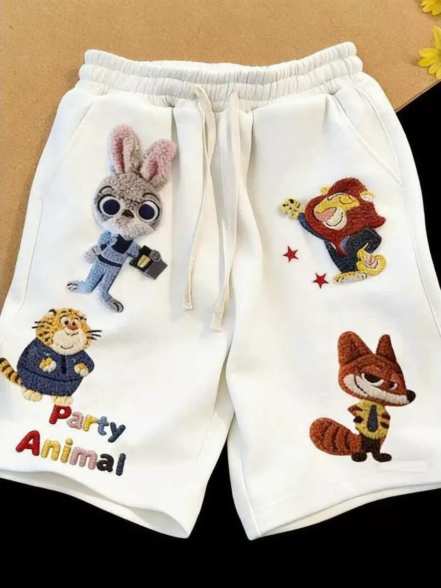 

Summer Large Size 300 Pounds New Pure Cotton Elastic Waist Cartoon Decorative Sports Shorts Men's Loose Five-Quarter Pants